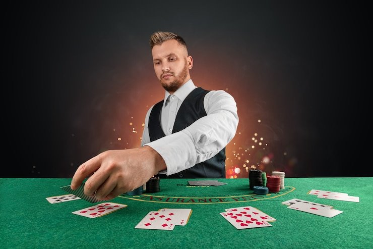 Antarmuka meja Texas Poker di seksitogel dengan kartu, slider taruhan, dan riwayat pot